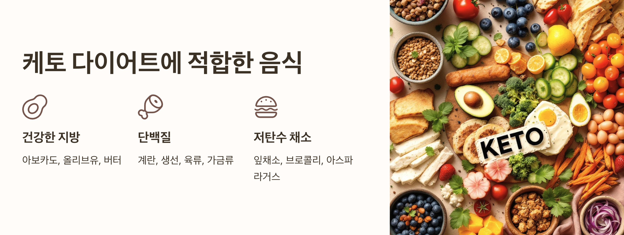 2025년 케토 다이어트: 저탄수화물 고지방 식단의 완벽 가이드 6 케토 다이어트에 적합한 음식
