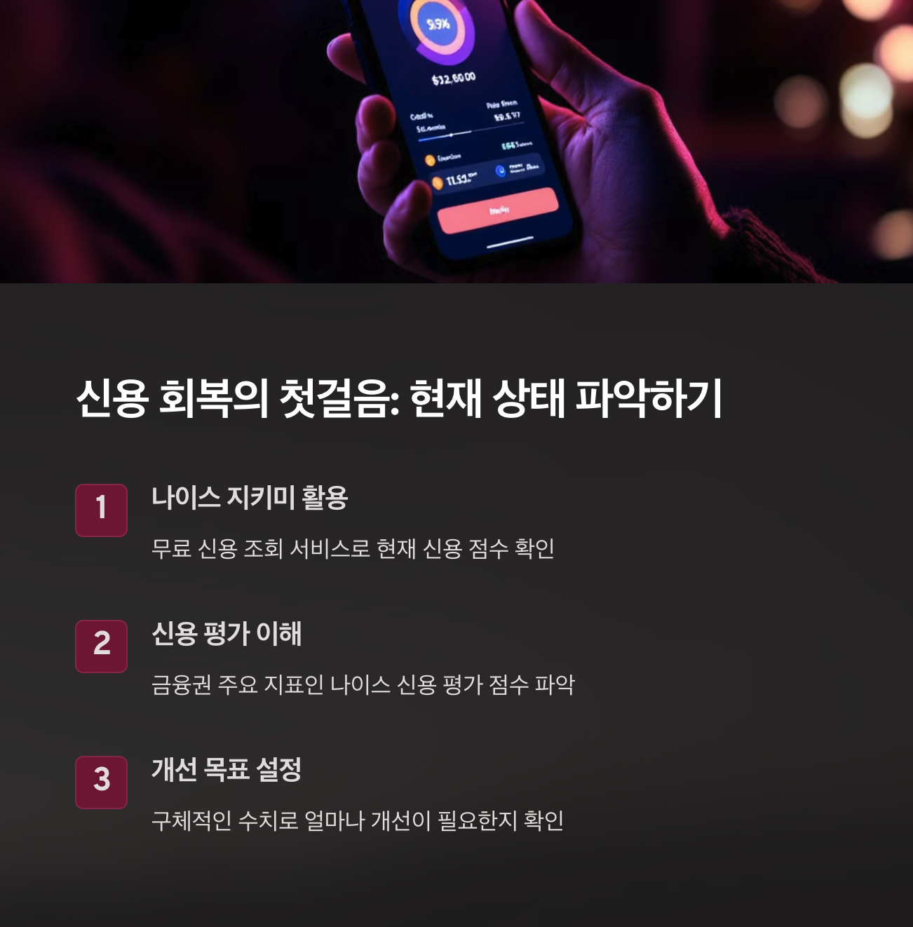 2025 연체 기록 있어도 신용점수 올리기! 신용점수 빠르게 회복하는 비법과 실천 팁 5가지 3 신용 회복의 첫걸음: 현재 상태 파악하기